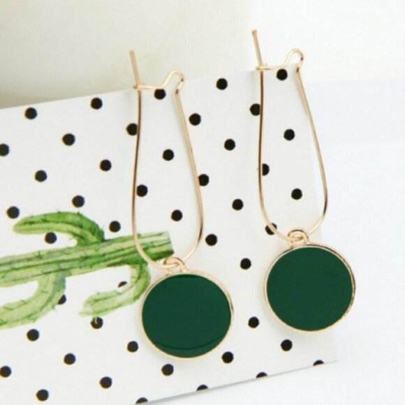 Boho elegant green gypsy circle earrings jewelry … - Picture 2 of 7